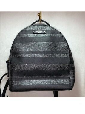 Kate Spade New York Black Glitter Stripe Haven Lane Backpack
